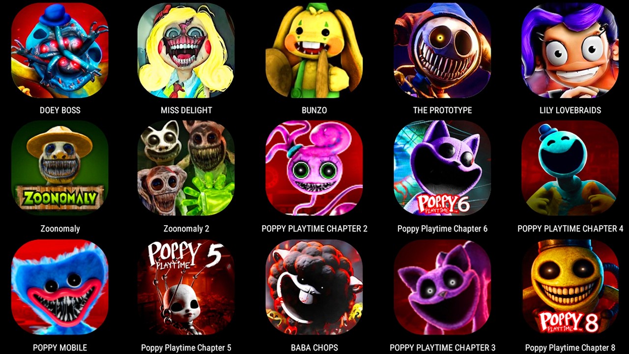 Poppy Playtime Chapter 1 2 3 4 5 6 7 8 Mobile Full Game ALL BOSSES & Deaths + Healthbars!