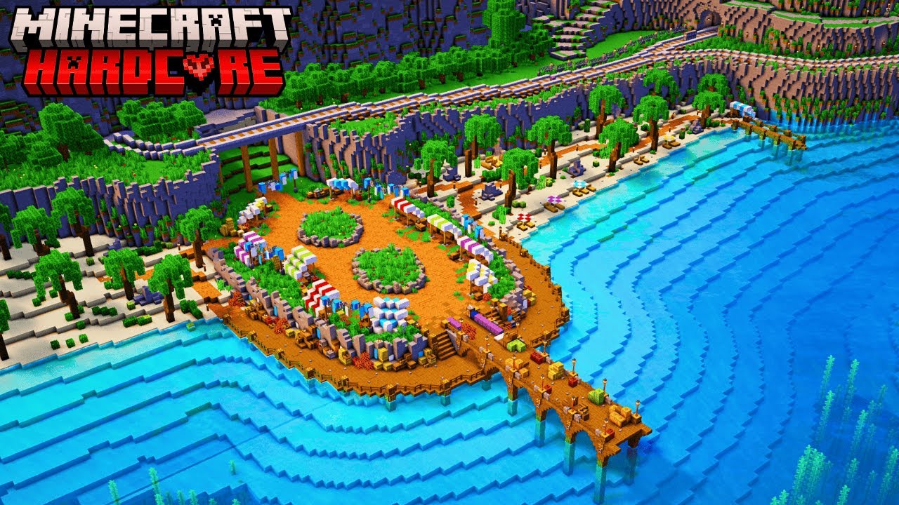 I Built an ENTIRE Beach In REAL Hardcore Minecraft!