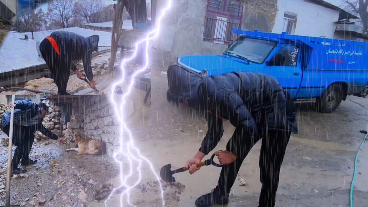 Heavy rain and terrible flooding. Milad's efforts to keep the water from seeping into the house.⛈️😱