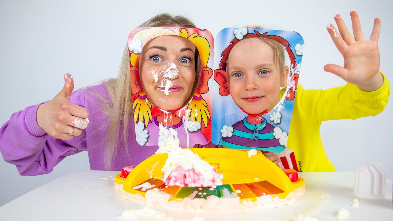 Playing PIE FACE SHOWDOWN Game (Challenge) | Gaby and Alex