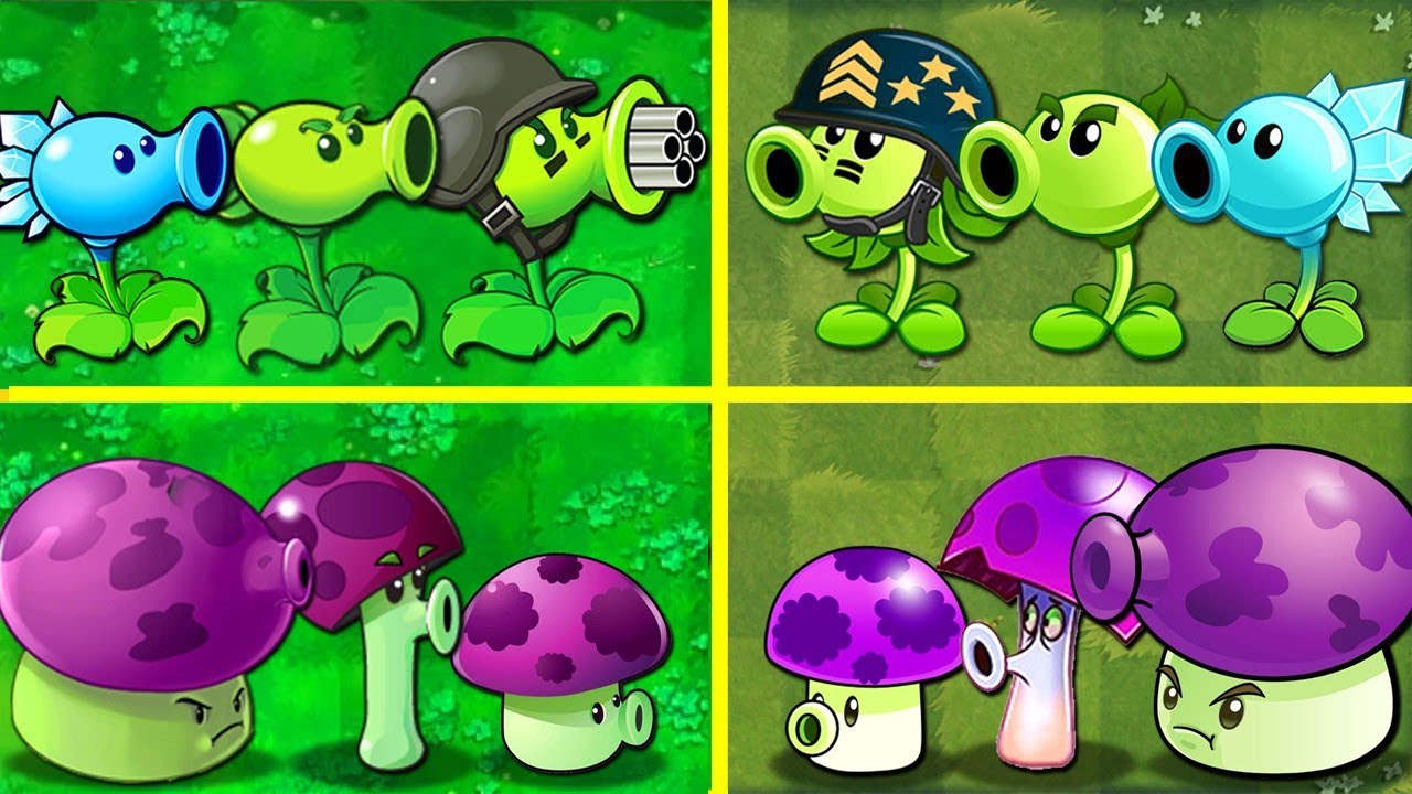 Случайные командные растения PVZ 1 против PVZ 2 — кто победит?