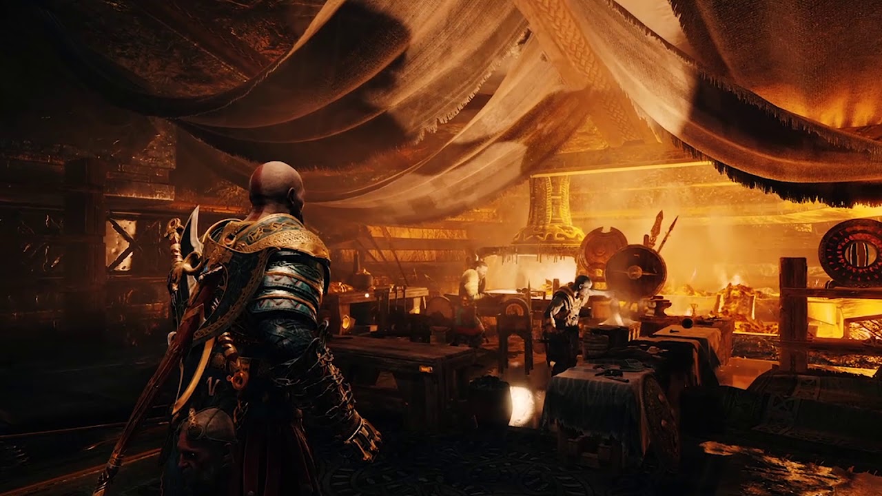 God Of War - Working Dwarves Ambiance (blacksmith sounds, fire)