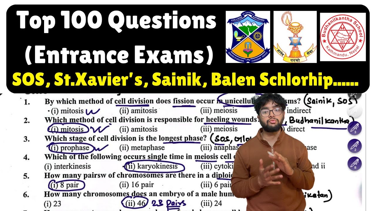 Most Repeated 100 Questions in St.Xavier's , SOS, Sainik ,Balen Schlorship Entrance Exams.