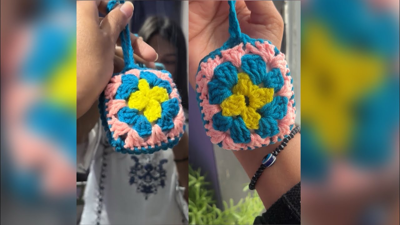 Crochet 🧶 Airpods case Tutorial / Easy crochet Airpods case ideas / simple Granny Square pouch 