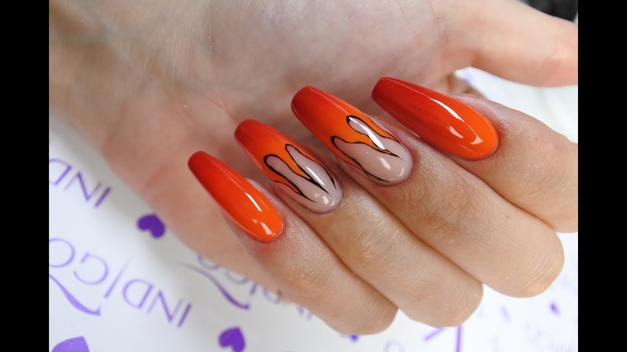 Fire ombre nail art Indigo tutorial