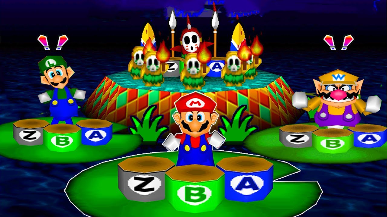 Mario Party N64 - Men's Rivalry Battle - Wario vs Luigi vs Mario vs Donkey Kong