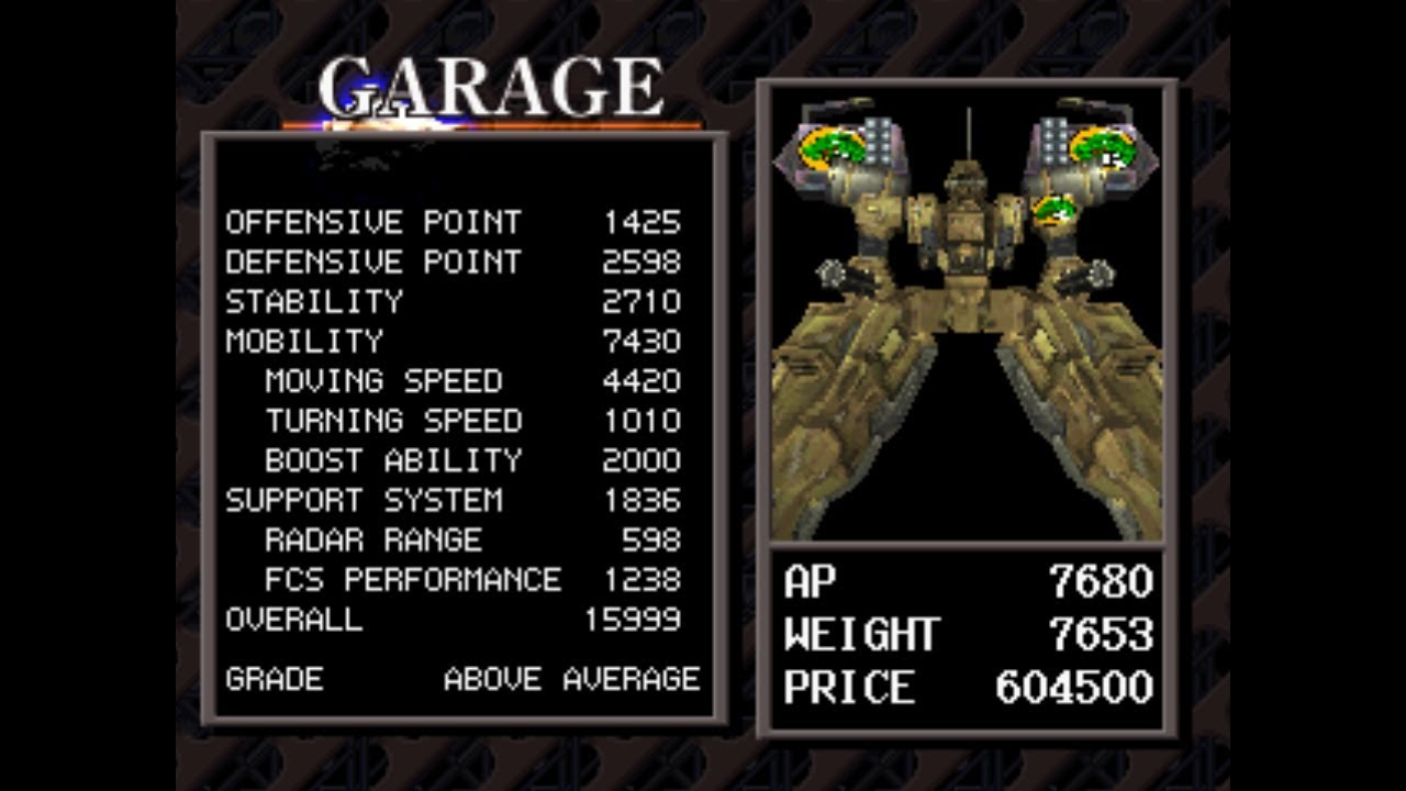 Armored Core [PS1] Вооружение