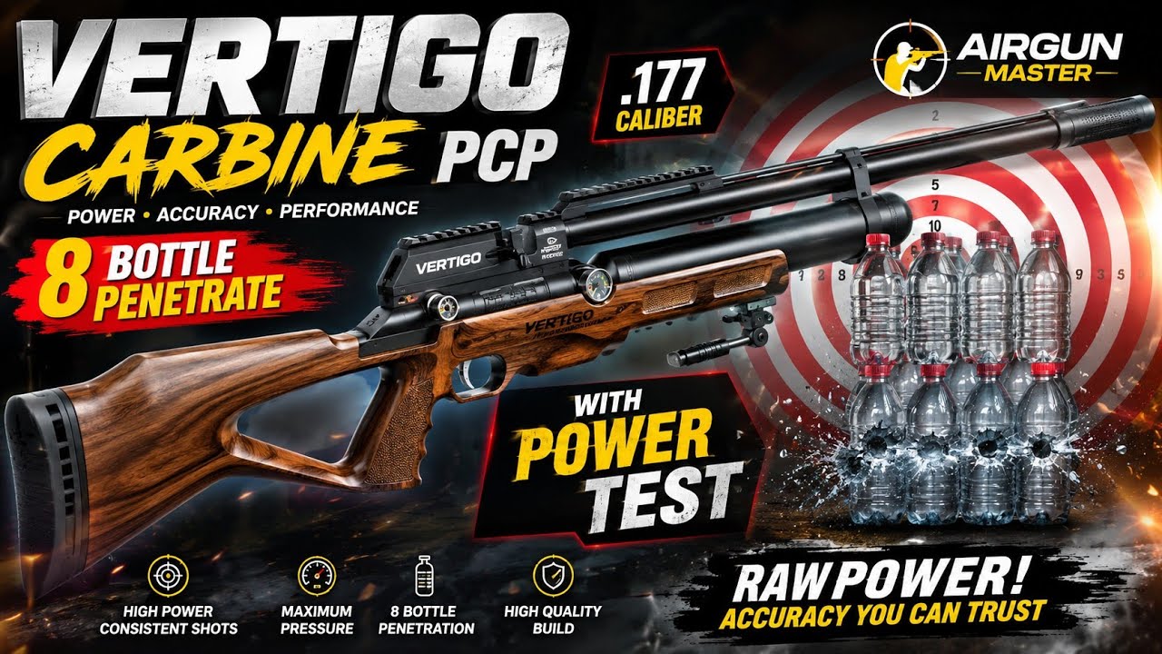Vertigo Carbine 8 Bottle penetration | Vertigo Carbine Power Test .177 Caliber 