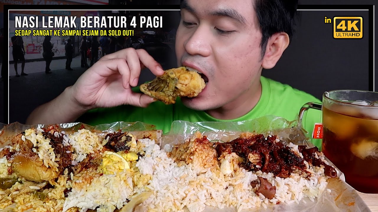 SEJAM SOLD OUT! NASI LEMAK BERATUR 4 PAGI di MALURI CHERAS (Mukbang Malaysia)