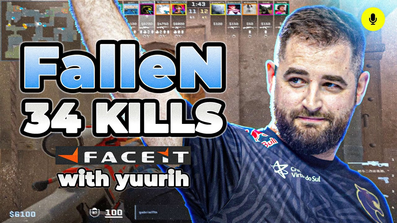 CS2 POV | FalleN Faceit Ranked with yuurih (DUST2) Voice Comms 34-17