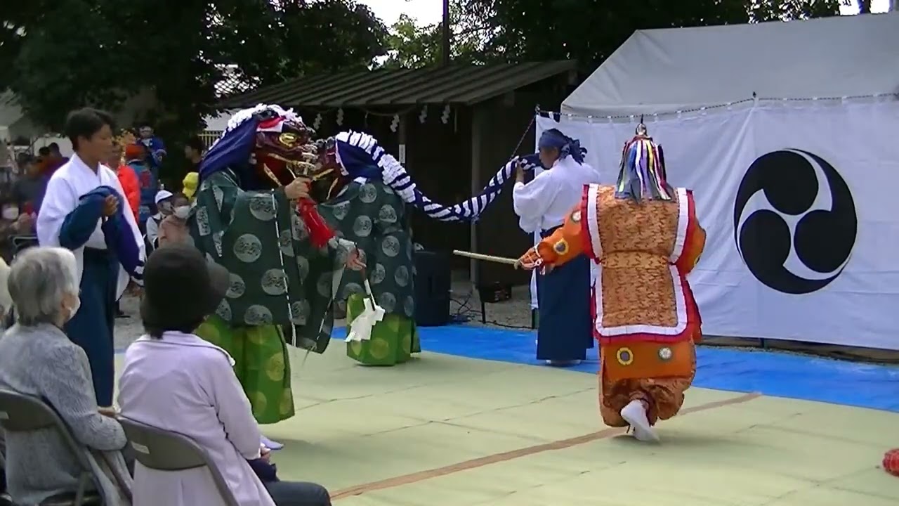奈良県橿原市曲川町 八幡神社 伊勢大神楽奉納 令和五年十月七日 神道伊勢大神楽教 渋谷章社中