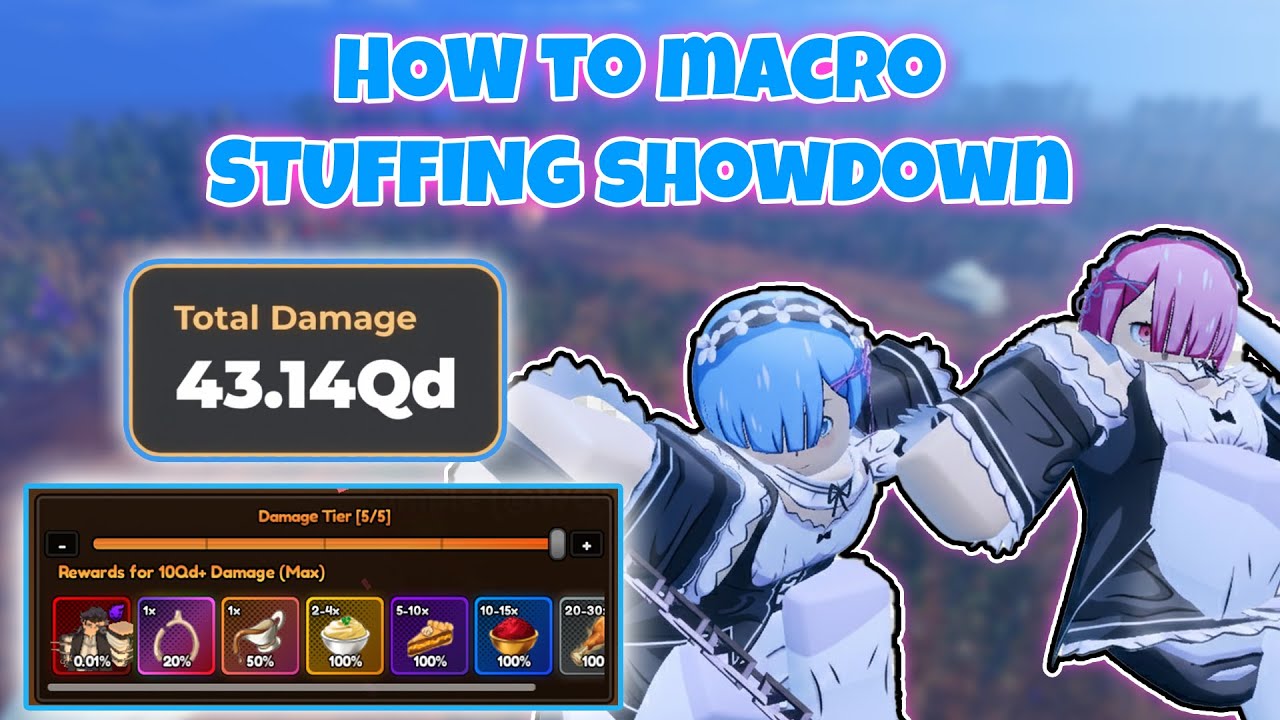 Как нанести урон от макроса/афк 10Qd+ в режиме Stuffing Showdown в Anime Last Stand Roblox