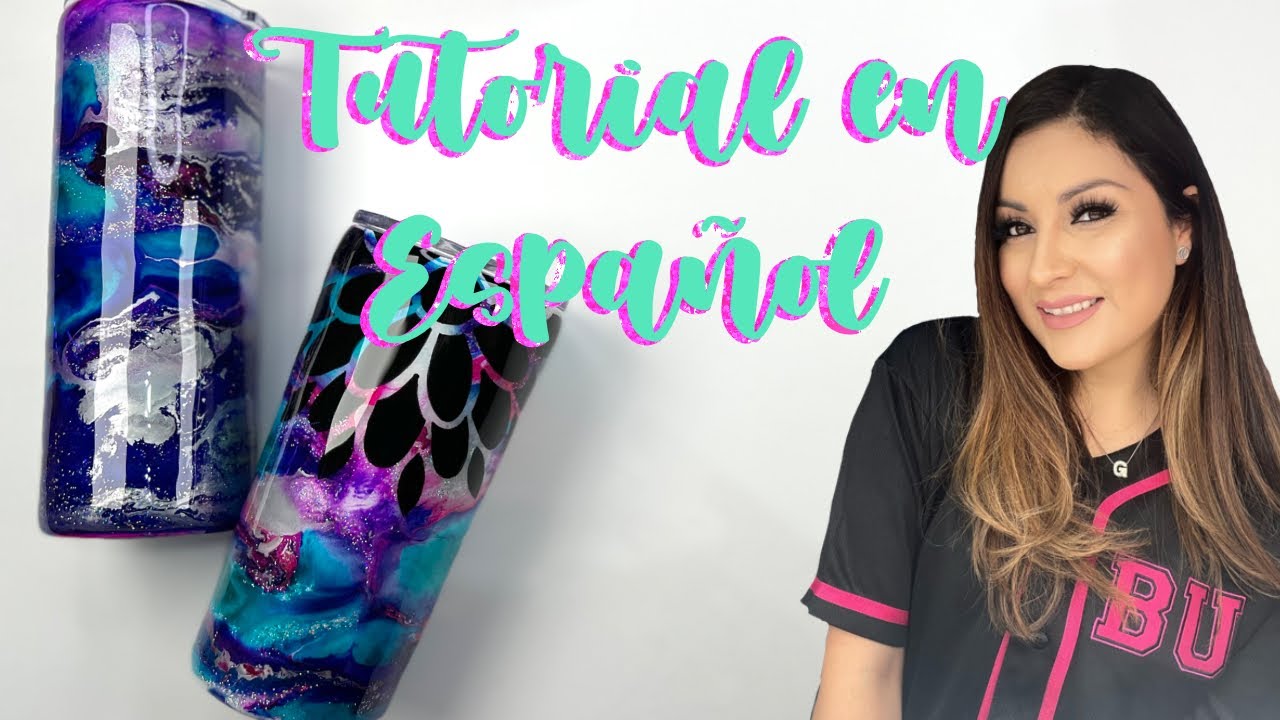 Como crear un diseño usando tintas de alcohol en un termo de acero inoxidable. Tumbler tutorial
