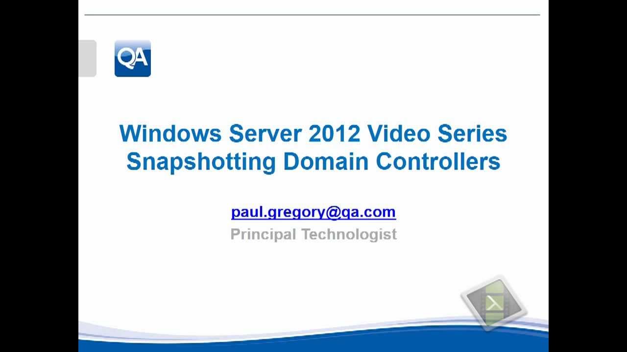 Windows Server 2012 Safe Domain Controller Snapshotting