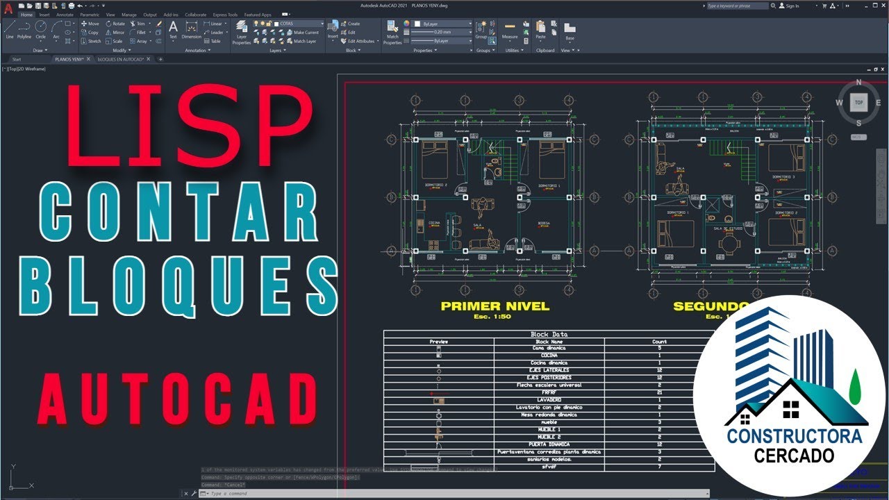 2022 LISP Contador de bloques en AutoCAD y desplegar lista