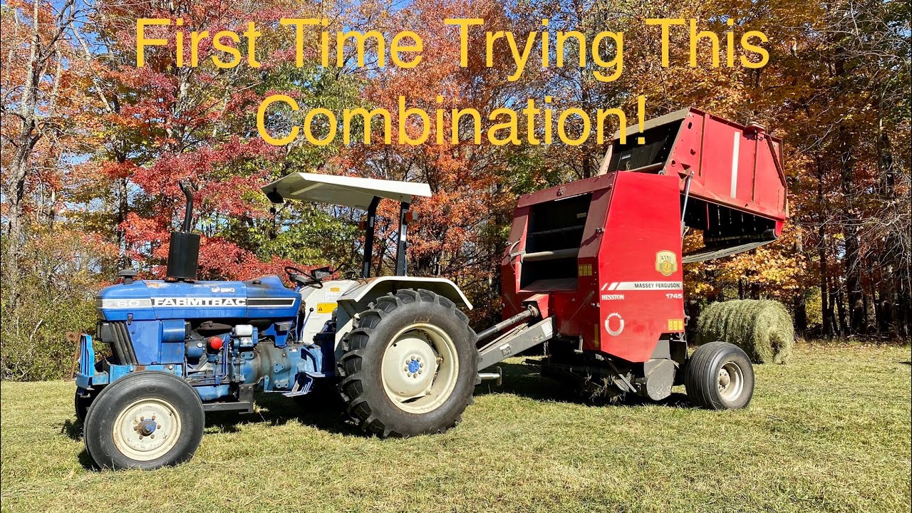 Big Test! Farmtrac 60 Rolling Hay with a Massey 1745 baler!