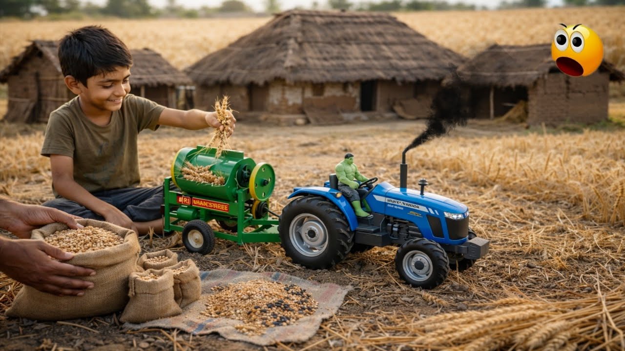 Full Process: DIY Mini Tractor & Thresher Machine | Realistic 4K Wheat Harvesting | Science Project