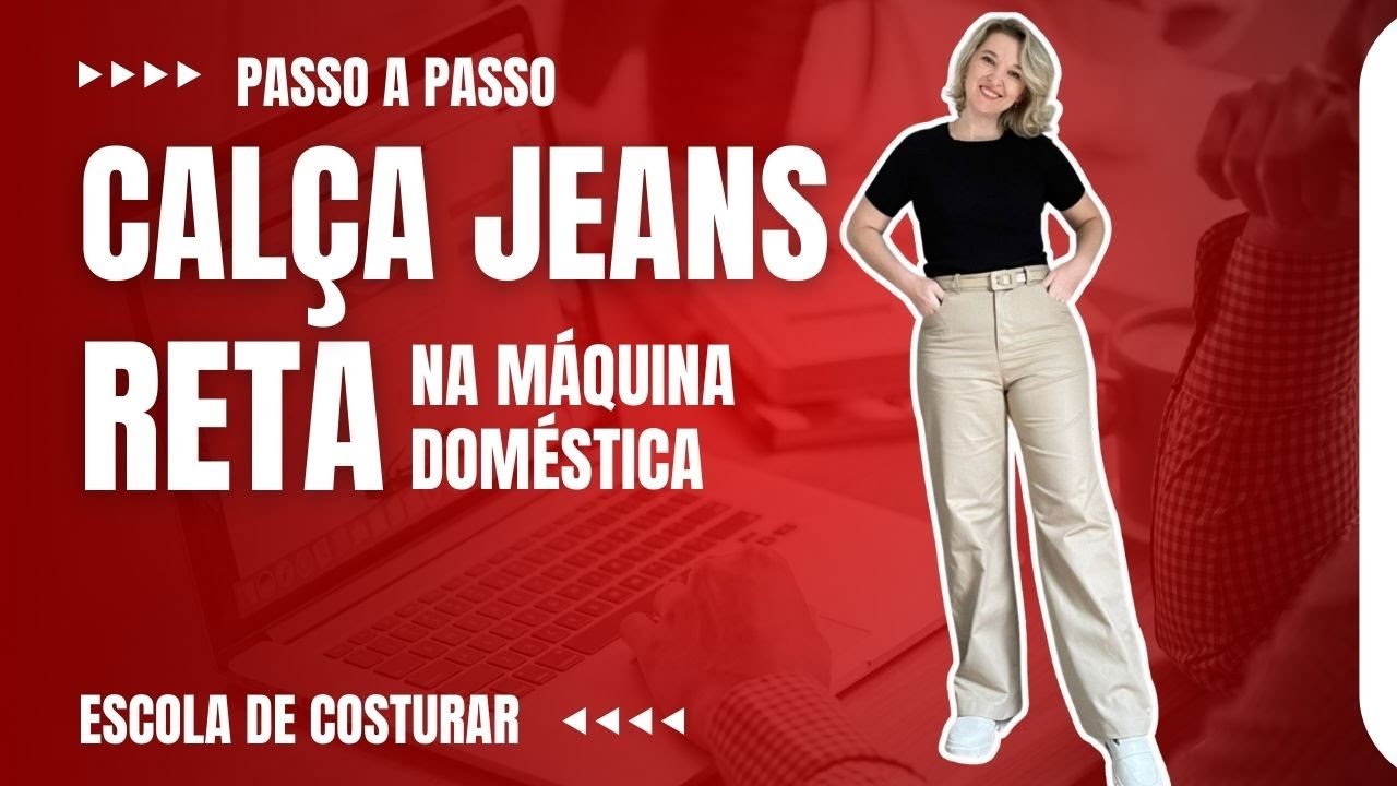 Cal&ccedil;a jeans reta PASSO A PASSO