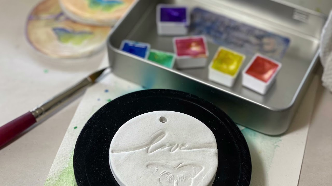 Art tutorial  Sinful Reflections Watercolor Review on Air Dry Clay