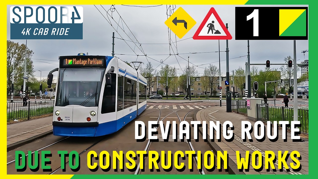 Cabinerit Tram 1 Amsterdam | Plantage Parklaan - Matterhorn - Havenstraat | 4K Tram Driver Cabview