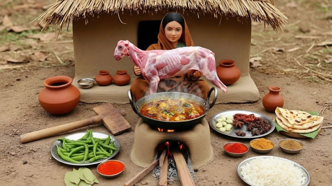 Miniature Women Cooking Whole Mutton 🥩 Recipe ASMR 🤤 | Indian Village Tiny Kitchen Story #cooking 