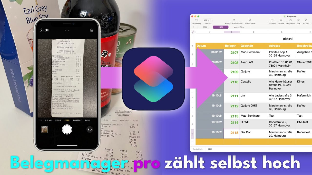 Belegmanager pro: Tabellenwerte einlesen (Kurzbefehl-Tutorial)