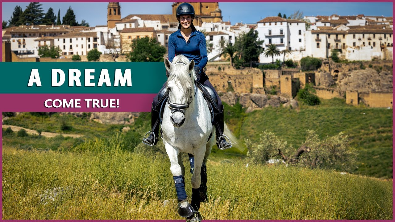 Equestrian Rides the Pura Raza Española at a Riding School in Spain