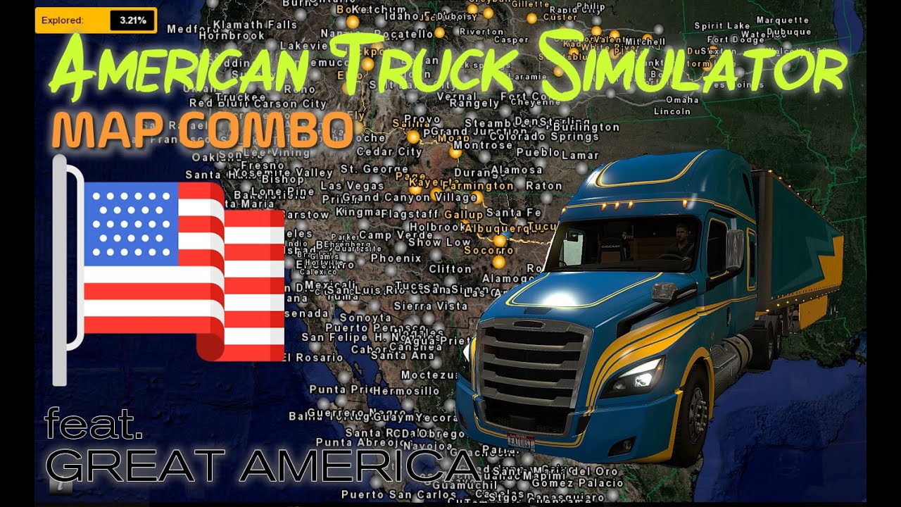 17 Maps combo for ATS 1.39 incl. Great America, Promods Canada, Sierra Nevada etc.