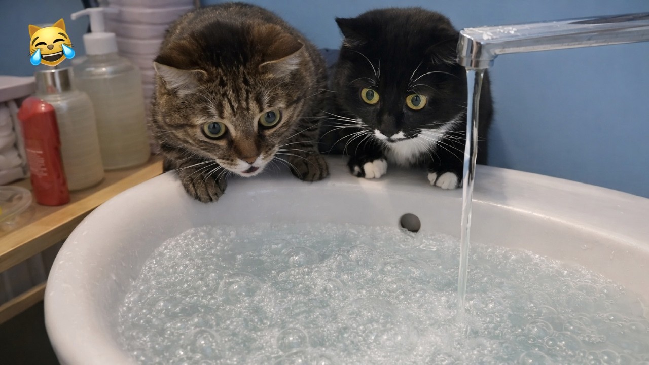 WHEN YOU LIVE WITH CATS & ENTER THEIR BATHROOM BY MISTAKE 😺🚿