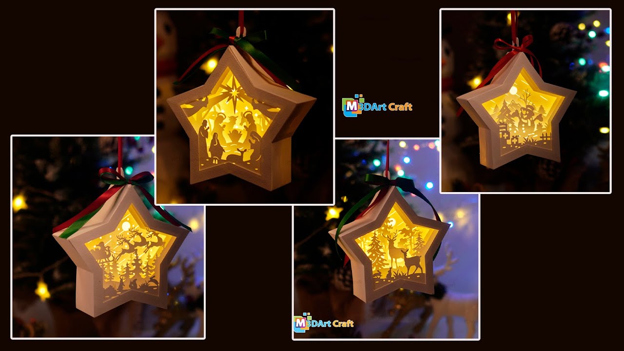How to make star lantern with paper | DIY christmas decorations - christmas crafts | Cricut Project