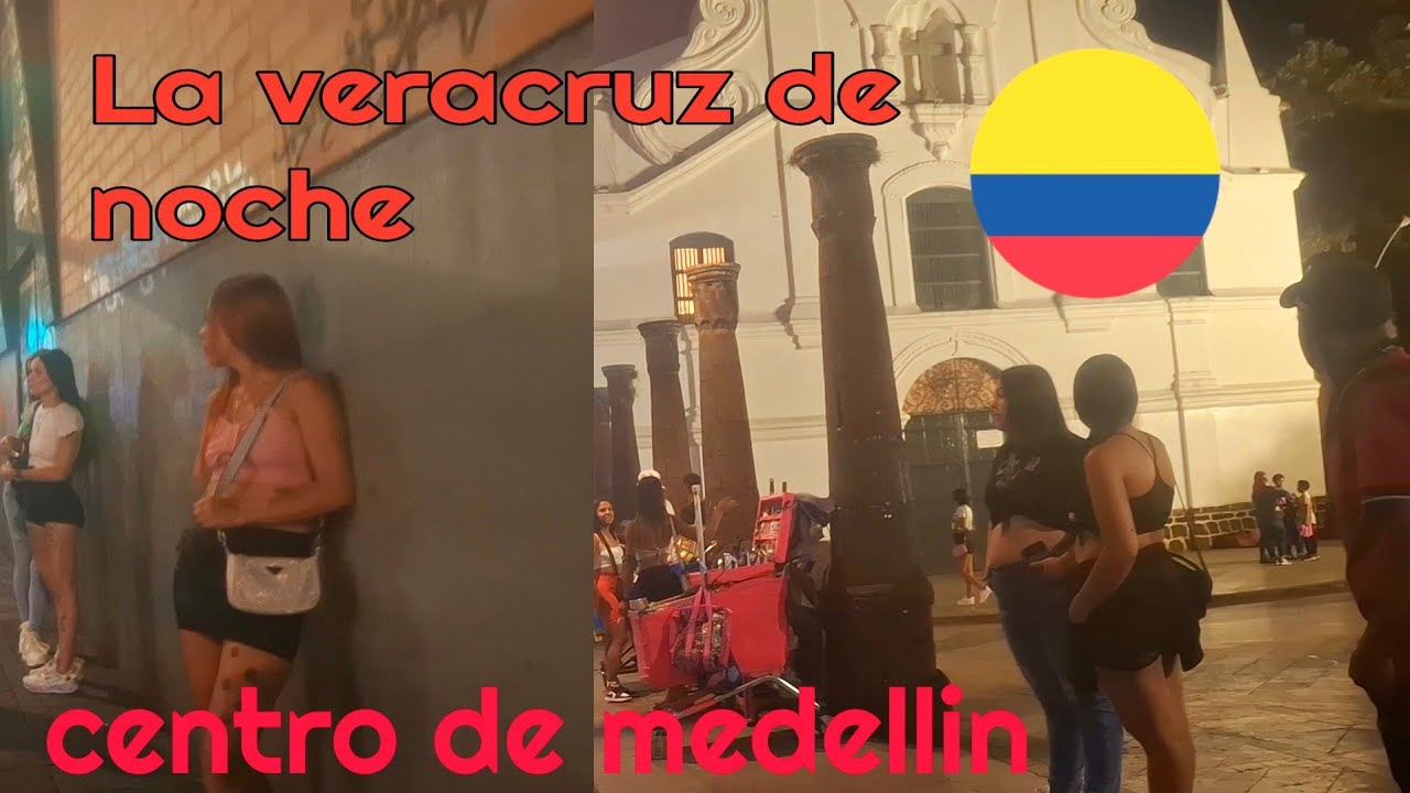 LA VERA CRUZ  MEDELLIN COLOMBIA DE NOCHE  PARQUE BOTERO  CENTRO DE MEDELLIN