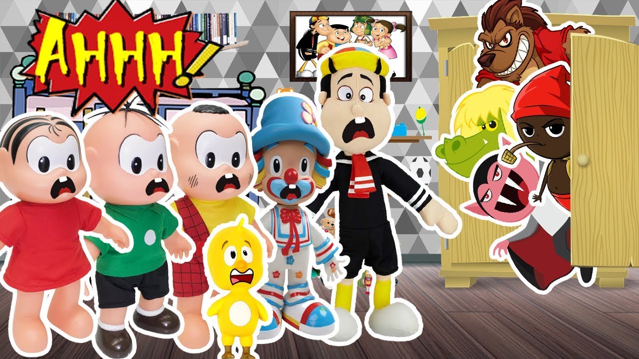 O monstro do armário com Mônica, Cebolinha, Cascão, Patata, Kiko, Pintinho amarelinho
