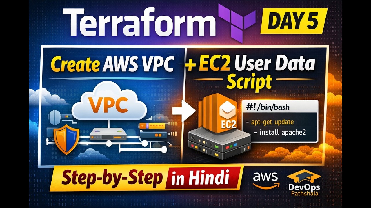 Terraform Tutorial Day 5 | Create AWS VPC & EC2 User Data Script (Hindi)| VPC + EC2 User Data