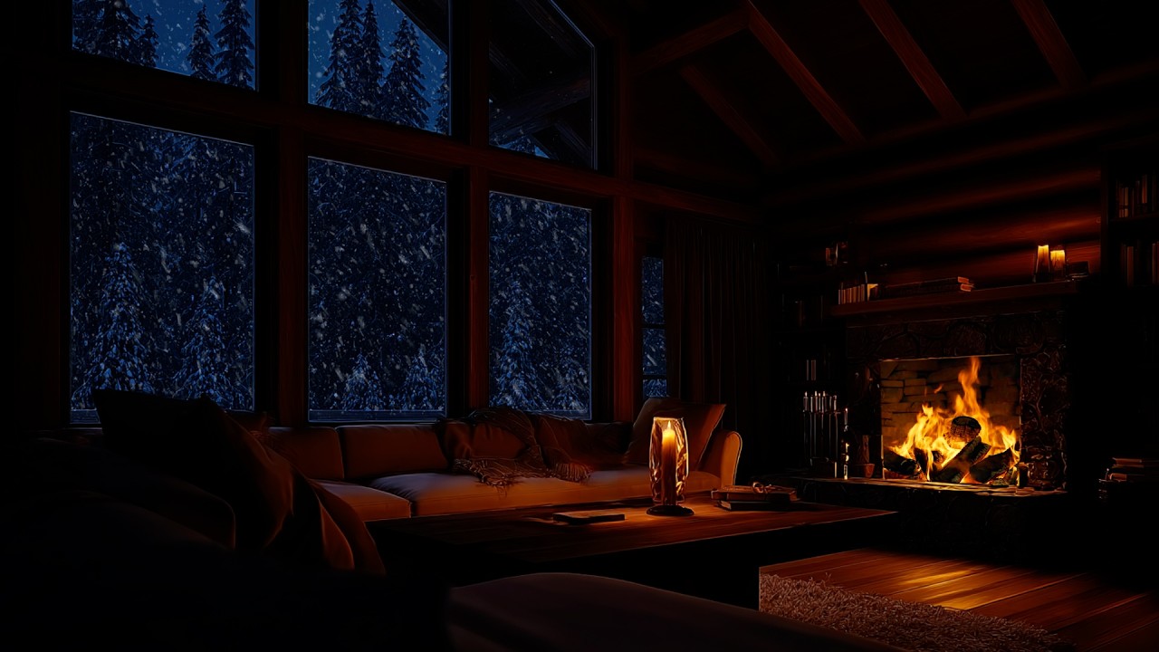 ❄️ Soft Winter Piano Music by the Fireplace | Peaceful Snowfall Night for Deep Sleep & Relaxation