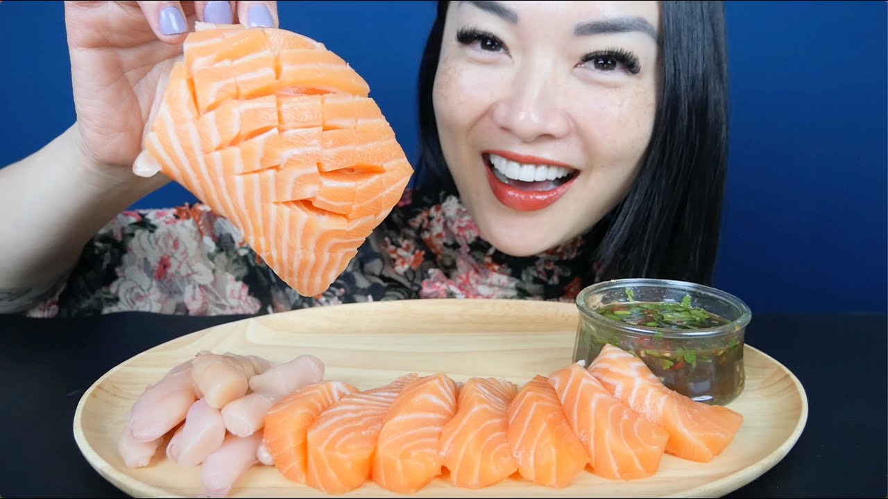 SALMON SASHIMI (ASMR EATING SOUNDS) NO TALKING | SAS-ASMR