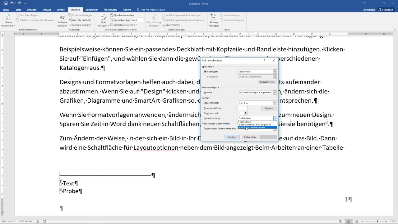 WORD Fußnote einfügen und formatieren - Tutorial (Endnote, Quellenangabe) [10]