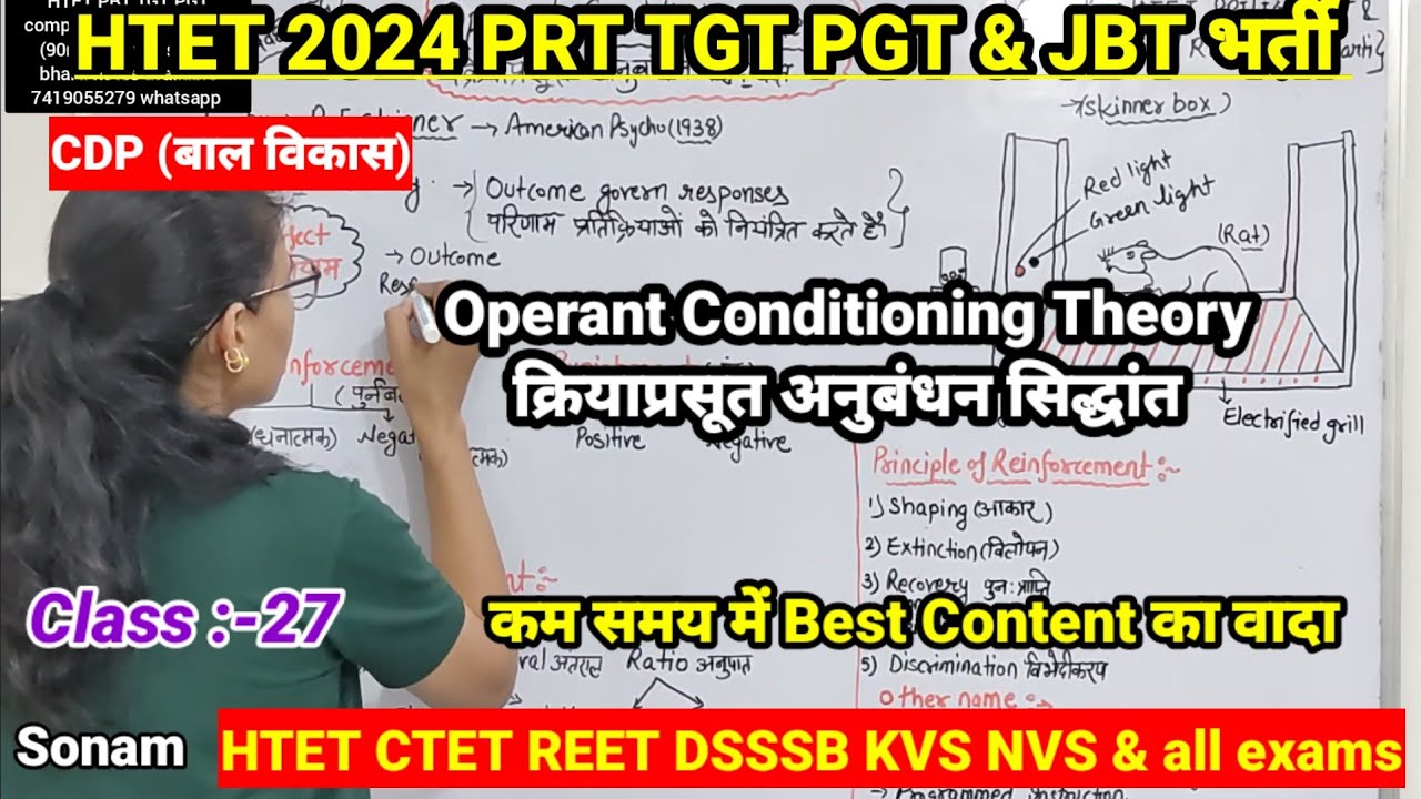 Operant Conditioning Theory | क्रियाप्रसूत अनुबंधन सिद्धांत | skinner theory | behaviourism theory|