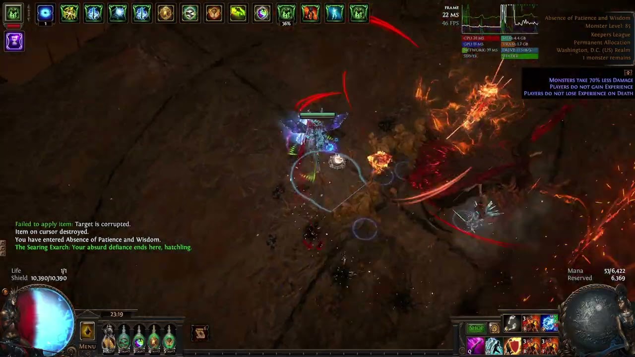 Poe 3.27 Keepers League, Min maxed Necro kinetic blast of clustering, Uber exarch DPS test