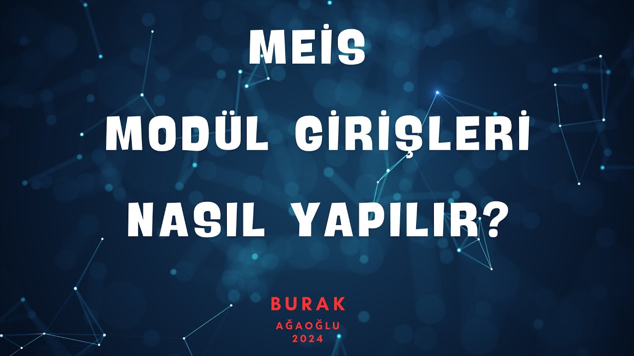 MEİS MOD&Uuml;L GİRİŞLERİ NASIL YAPILIR?