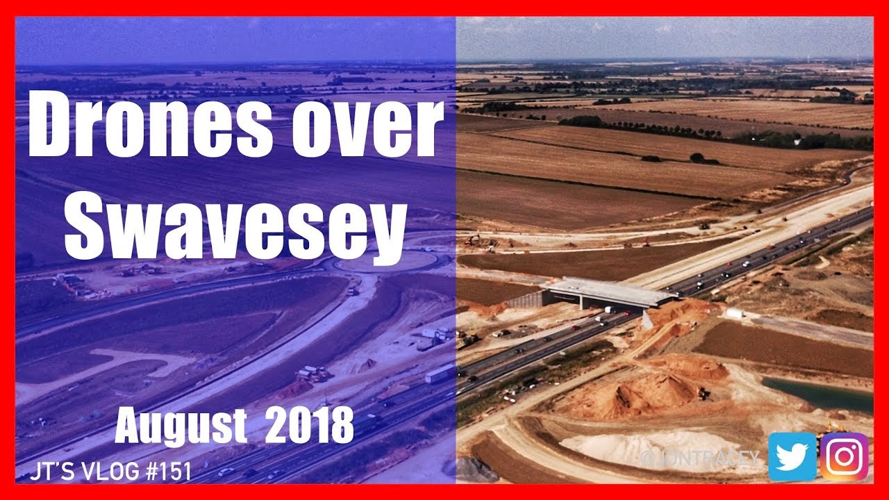 Drones over Swavesey - Building the new A14 - August 2018