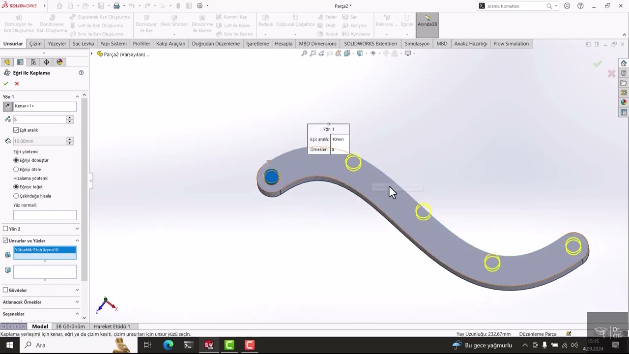 22 SolidWorks Feature Tools – Curve Driven Pattern