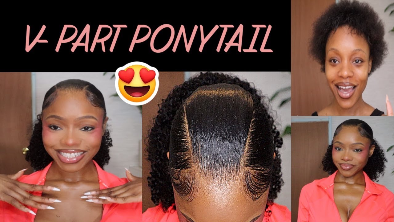V-PART PONYTAIL | CURLS QUEEN DRAWSTRING PONYTAIL ON 4C HAIR | EASY | CUTE | FULL TUTORIAL