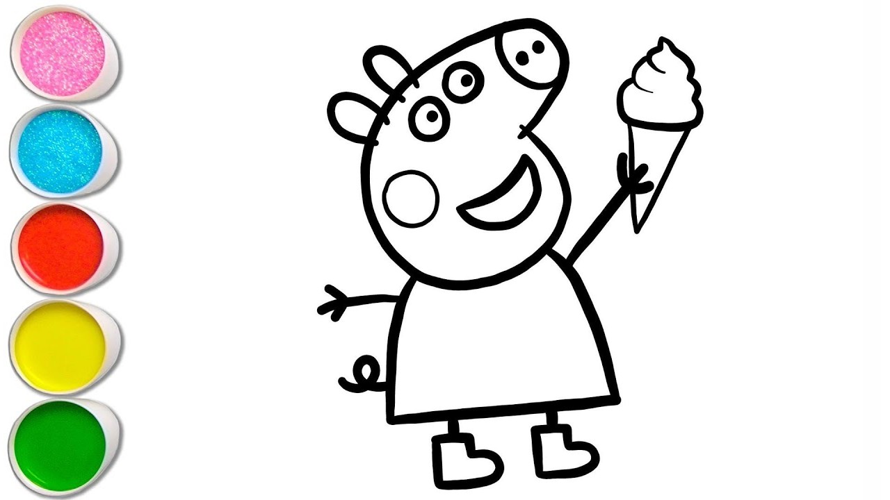 Cute Peppa pig Drawing for kids, Painting & Coloring for kids, Toddlers | Let's Draw Together