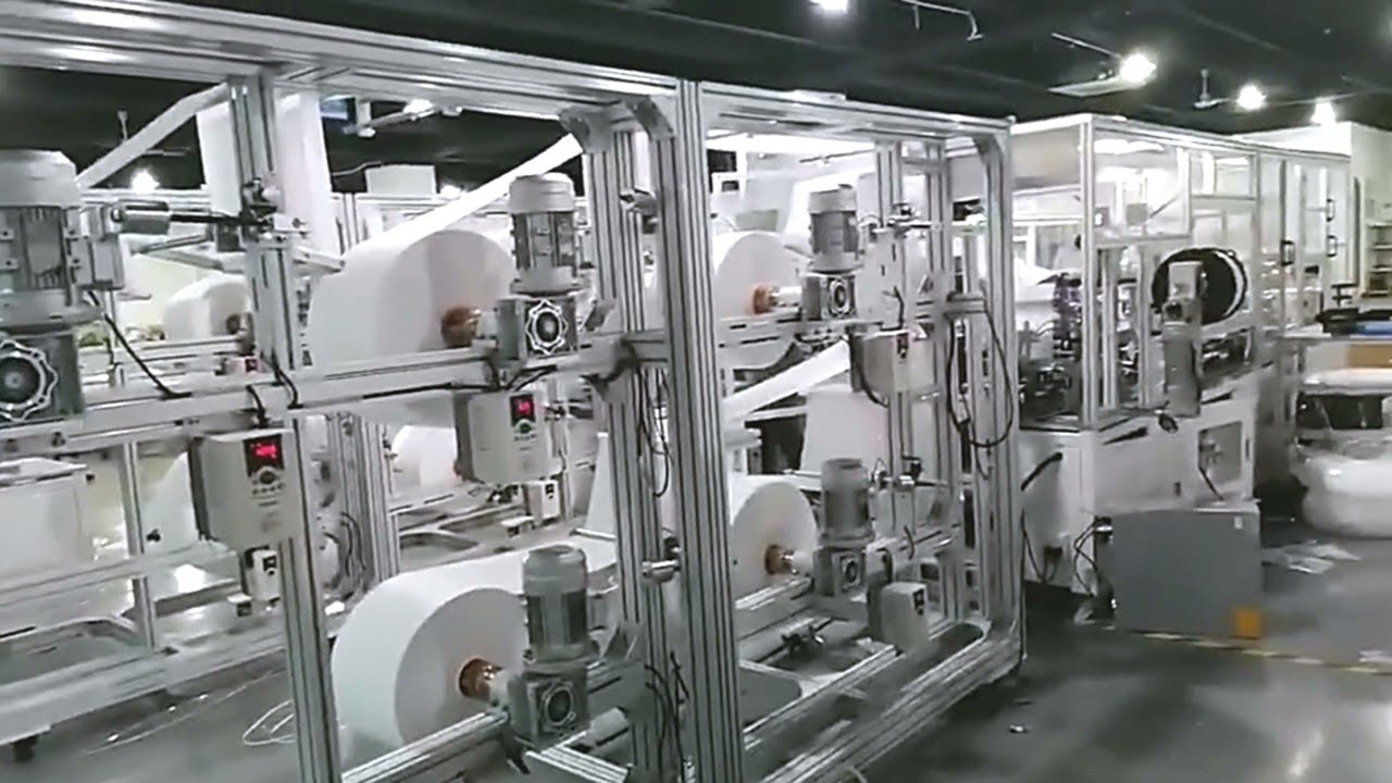 fully automatic N95 face masks making production line with whole machine protective cover