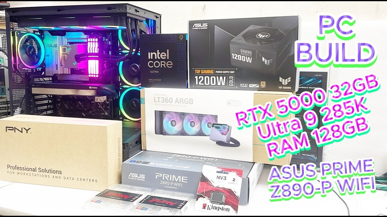 PC build RTX 5000 ADA 32GB Ultra 9 285K RAM 128GB | ASUS PRIME Z890-P WIFI | Full PC Assembly