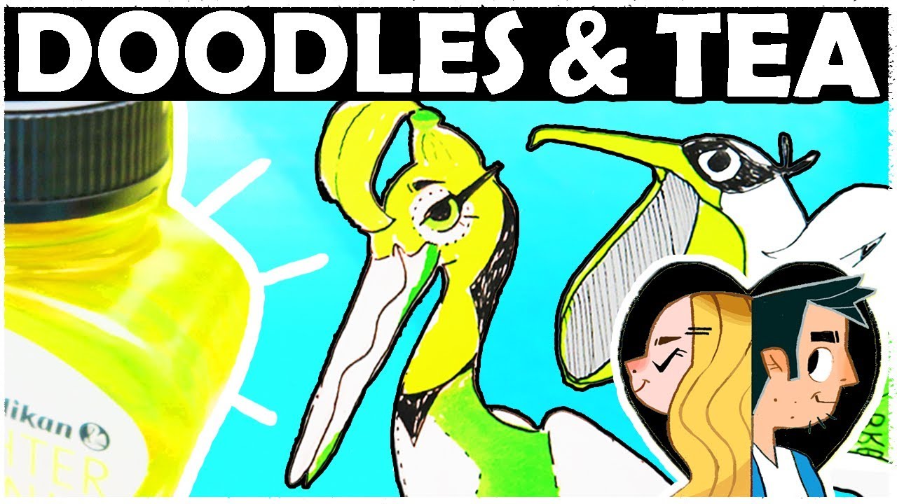 LIQUID HIGHLIGHTER INK?! Drawing with NEON Pelikan Ink (Doodles & Tea)