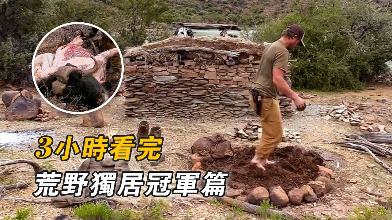 3小時看完荒野獨居冠軍篇：狩獵上千斤的麝牛，搭建石屋庇護所，實現烤肉和海鮮自由，挺到最後贏得50萬美元！紀錄片