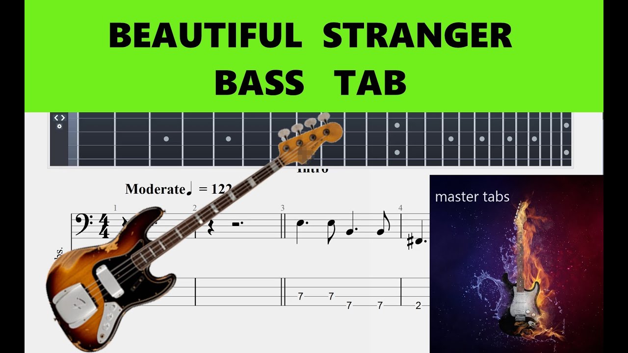 BEAUTIFUL STRANGER |#madonna#| BASS Tab | #Mastertabs#BestFreeYoutubeMusic# #rock #bestsongs #pop