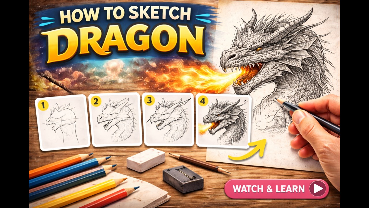 Easy Dragon Drawing | Step-by-Step Sketch for Beginners