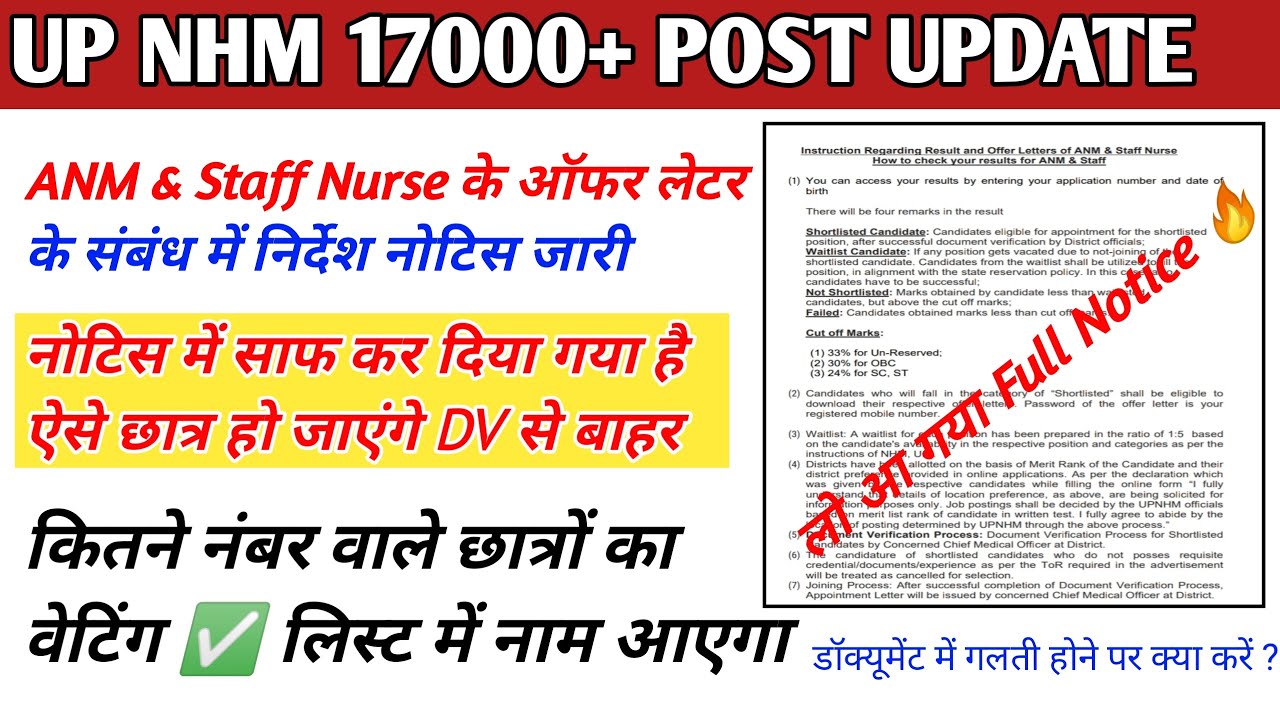 UP NHM 17000 Joining Update | Up nhm waiting list | up nhm new notice | up nhm joining letter
